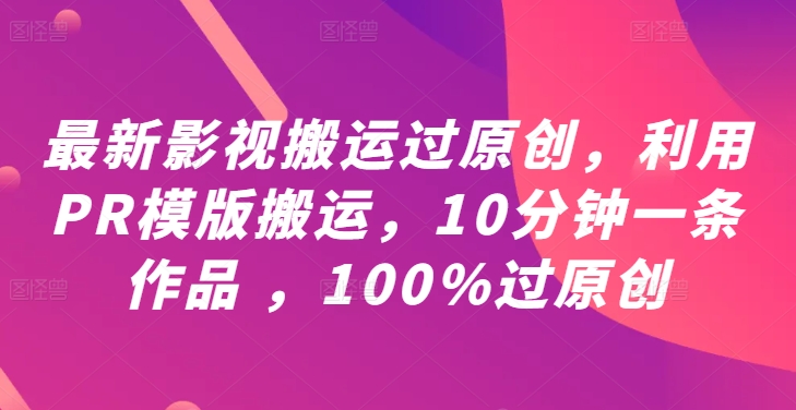 最新影视搬运过原创,利用PR模版搬运,10分钟一条作品 ,100%过原创【教程+PR模板】-聊项目