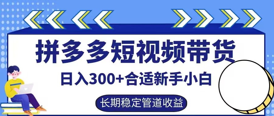 拼多多短视频带货日入300+有长期稳定被动收益,合适新手小白【揭秘】-聊项目