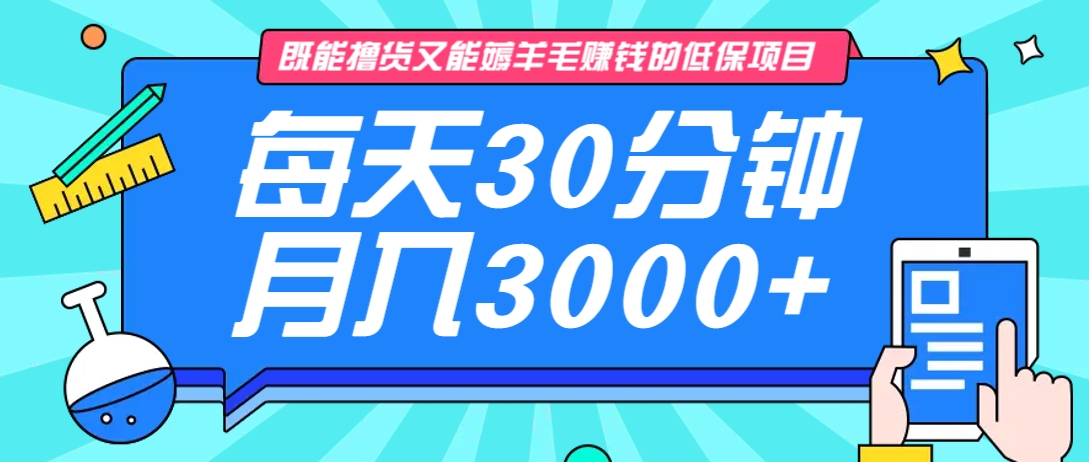 既能撸货又能赚钱的长期低保项目，每天30分钟，多号百分百稳定月入3000+！-聊项目