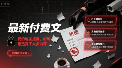 最新付费文：我的这些提醒，的确是透露了太多内幕-聊项目