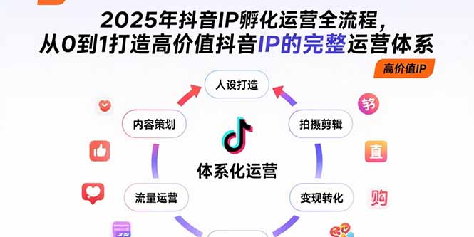 2025年抖音IP孵化运营全流程,从0到1打造高价值抖音IP的完整运营体系-聊项目