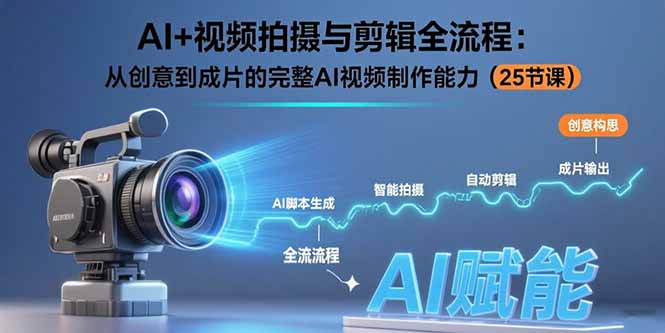 AI+视频拍摄与剪辑全流程：从创意到成片的完整AI视频制作能力(25节课-聊项目