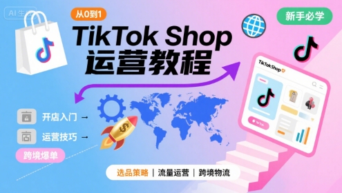 TikTok Shop从0到1运营教程,TikTok跨境电商新手必学课程-聊项目