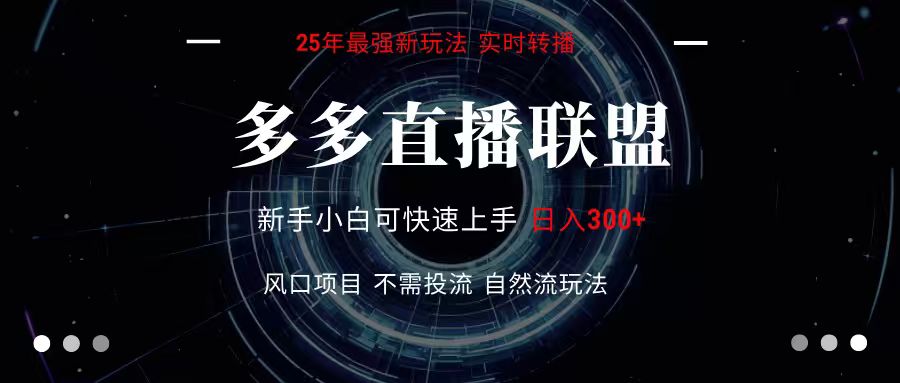 多多直播联盟 全新玩法 单机单日变现300+不要求电脑配置 玩法简单暴力-聊项目
