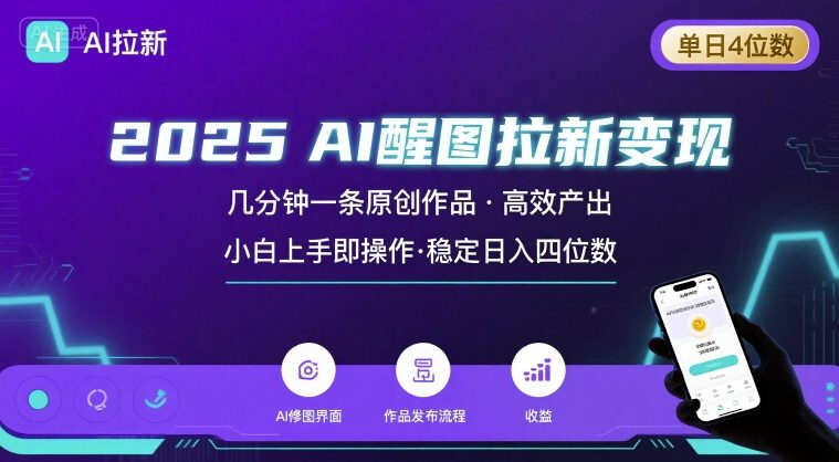 2025最强AI醒图拉新,几分钟一条原创作品,单日收入4位数,小白也能上手操作-聊项目