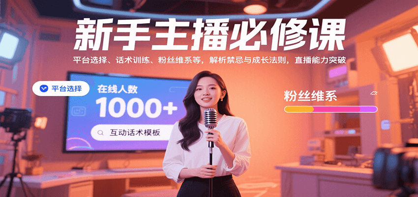 新手主播必修课:平台选择、话术训练、粉丝维系等,解析禁忌与成长法则,突破直播能力-聊项目