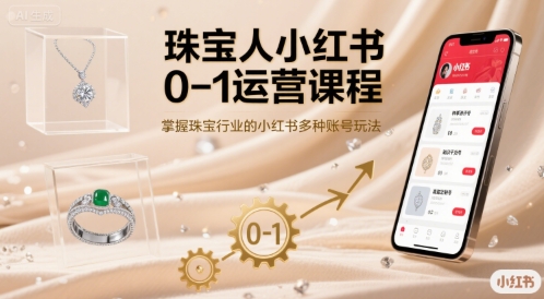 珠宝人小红书0-1运营课程,掌握珠宝行业的小红书多种账号玩法-聊项目