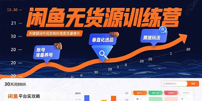 闲鱼无货源训练营:账号准备养号/垂直化选品/黑搜玩法,0基础30天盈利指南-聊项目
