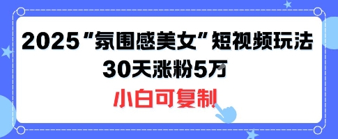 不露脸也能火！2025“氛围感美女”短视频玩法，30天涨粉5W小白可复制-聊项目