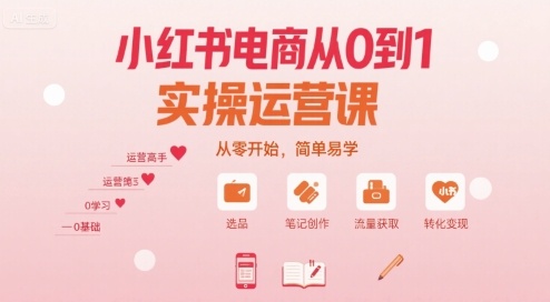 小红书电商从0到1实操运营课，从零开始，简单易学-聊项目