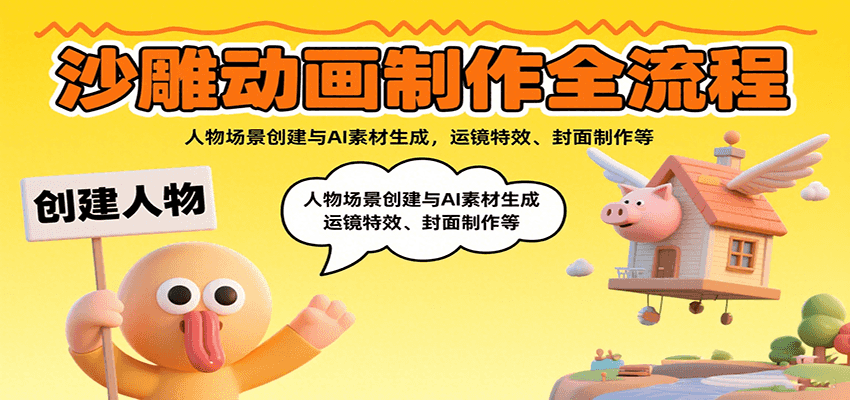 沙雕动画制作全流程:人物场景创建与AI素材生成,运镜特效、封面制作等-聊项目