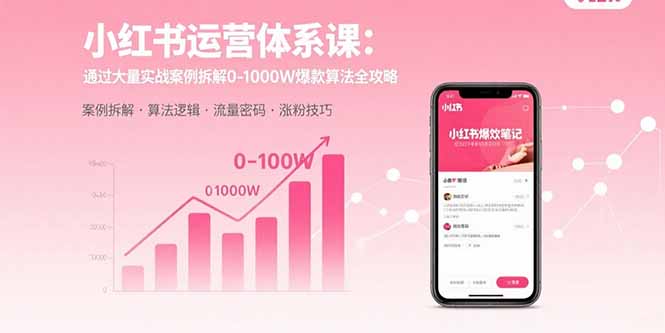 小红书运营体系课:通过大量实战案例拆解0-1000W爆款算法全攻略-聊项目