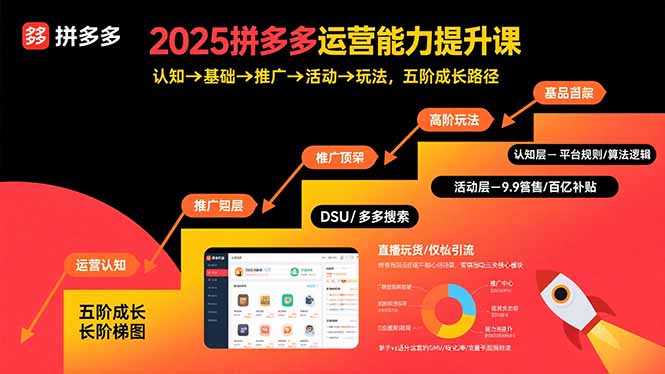 2025拼多多运营能力提升课:认知→基础→推广→活动→玩法,五阶成长路径-聊项目
