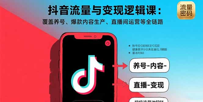 抖音流量与变现逻辑课:覆盖养号、爆款内容生产、直播间运营等全链路-聊项目