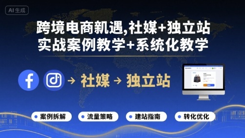 跨境电商新机遇,社媒+独立站,实战案例教学+系统化教学-聊项目
