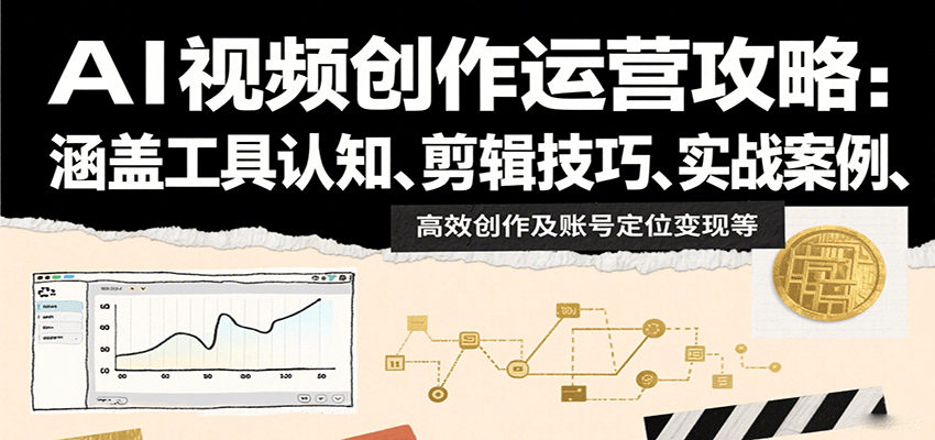 AI视频创作运营攻略:涵盖工具认知、剪辑技巧、实战案例、高效创作及账号定位变现等-聊项目