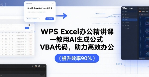 WPS Excel办公精讲课,教用 AI 生成公式,VBA 代码,助力高效办公-聊项目