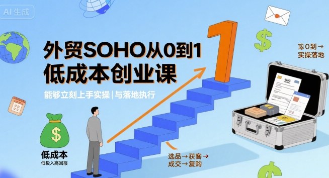 外贸SOHO从0到1低成本创业课,能够立刻上手实操与落地执行-聊项目