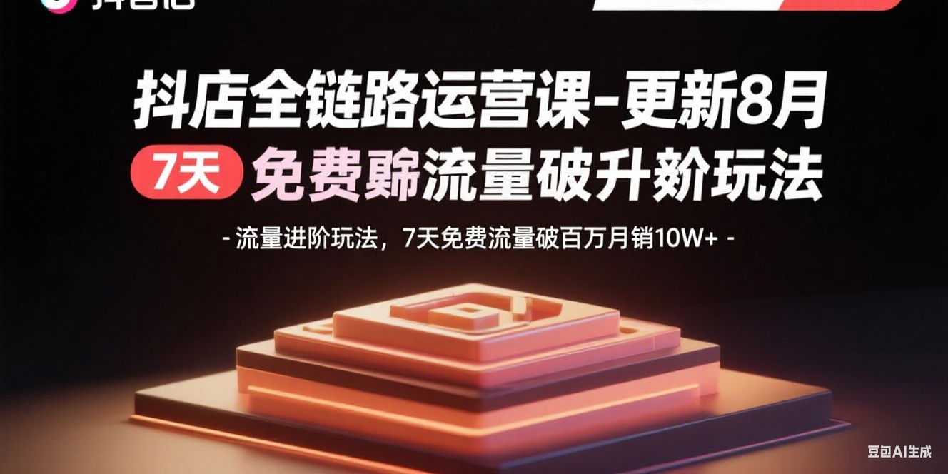 抖店全链路运营课-更新8月：流量进阶玩法，7天免费流量破百万月销10W+-聊项目