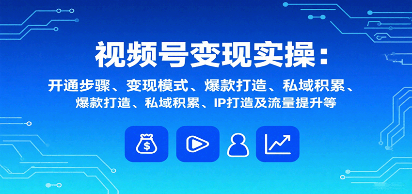 视频号变现实操,含开通步骤、变现模式、爆款打造、私域积累、IP打造及流量提升等-聊项目