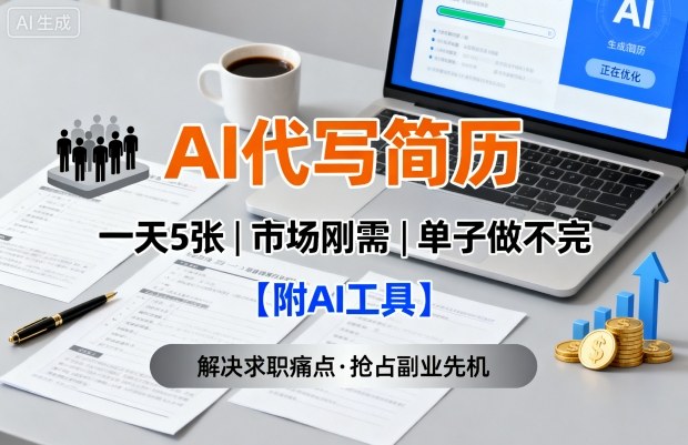 AI代写简历,一天5张,今年找工作难,市场刚需,单子做不完【附AI工具】-聊项目