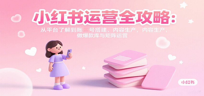 小红书运营全攻略:从平台了解到账号搭建、内容生产,做爆款库与矩阵运营-聊项目