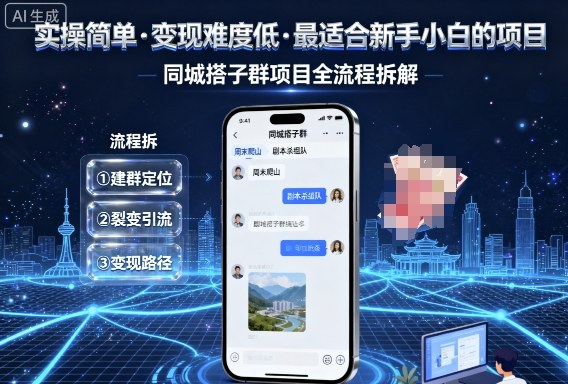 实操简单,变现难度低,最适合新手小白做的项目,每天轻松收入3张,同城搭子群项目全流程拆解-聊项目