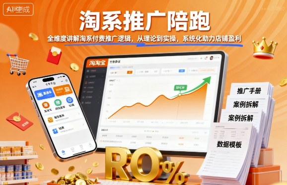 淘系推广陪跑，全维度讲解淘系付费推广逻辑，从理论到实操，系统化助力店铺盈利-聊项目