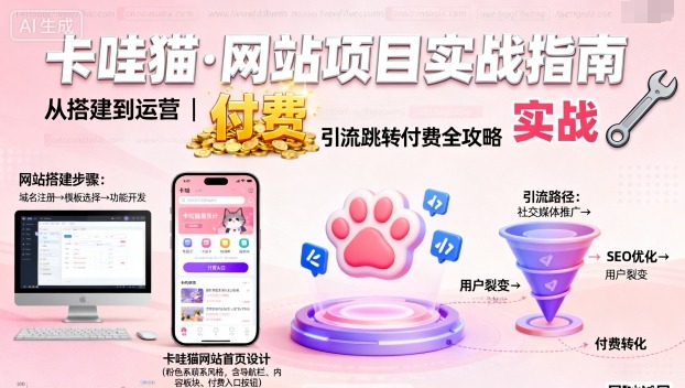 卡哇猫·网站项目,网站搭建与运营以及引流跳转付费-聊项目