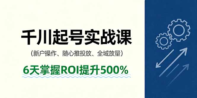 抖音千川起号实战课,新户操作,随心推投放,全域放量,6天掌握ROI提升500%-聊项目