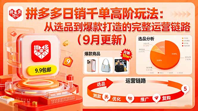 拼多多日销千单高阶玩法：从选品到爆款打造的完整运营链路(9月更新-聊项目