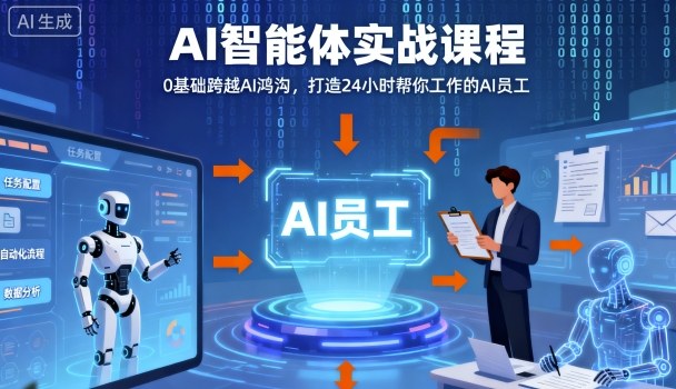 Ai智能体实战课程,0基础跨越Ai鸿沟,打造24小时帮你工作的Ai员工,打破常规,以实战定义Ai-聊项目