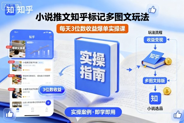 小说推文知乎标记多图文玩法,每天3位数收益爆单实操课-聊项目