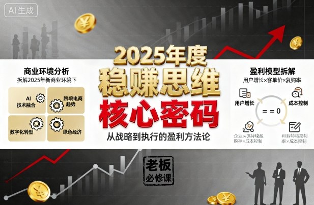 2025年度稳賺思维老板创业营,拆解2025年新商业环境下,企业实现持续盈利的核心密码-聊项目