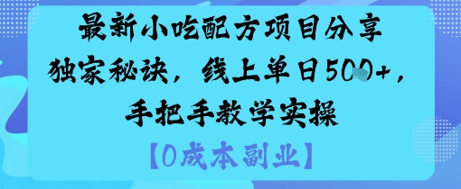 最新小吃配方项目分享独家秘诀,线上单日5张,手把手教学实操-聊项目