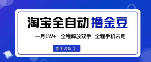 淘宝菜鸟全自动撸金豆,轻松月入1W+,全程手机去跑,操作简单【揭秘】-聊项目