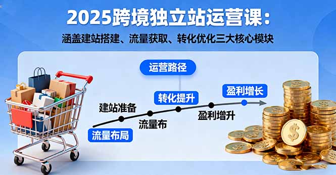 2025跨境独立站运营课:涵盖建站搭建、流量获取、转化优化三大核心模块-聊项目