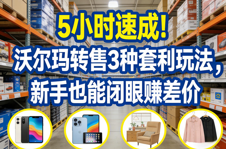 5小时速成！沃尔玛转售3种套利玩法，新手也能闭眼賺差价-聊项目