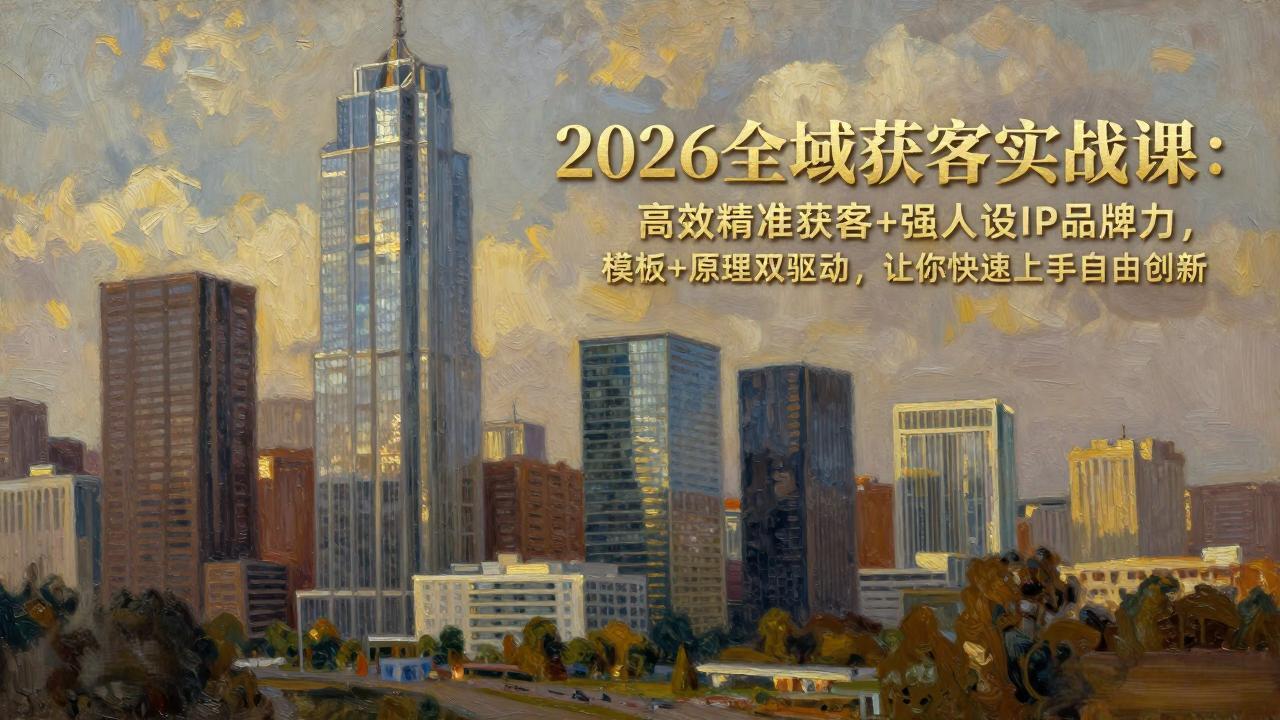 2026全域获客实战课：高效精准获客+强人设IP品牌力，模板+原理双驱动，让你快速上手自由创新-聊项目