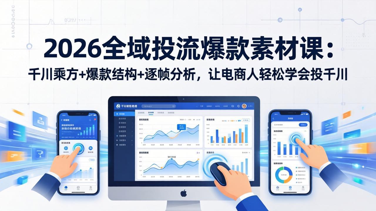 2026全域投流爆款素材课:千川乘方+爆款结构+逐帧分析,让电商人轻松学会投千川-聊项目