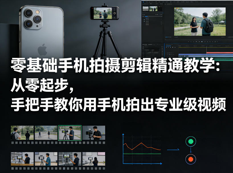 零基础手机拍摄剪辑精通教学：从零起步，手把手教你用手机拍出专业级视频-聊项目