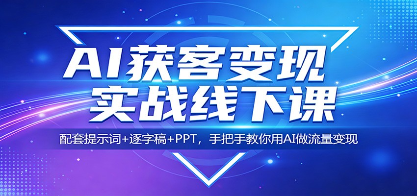 AI获客变现实战线下课:配套提示词+逐字稿+PPT,手把手教你用AI做流量变现-聊项目