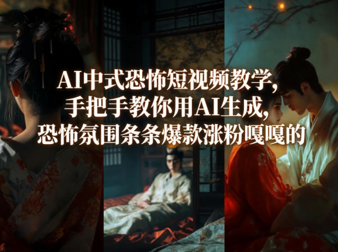 AI中式恐怖短视频教学,手把手教你用AI生成,恐怖氛围条条爆款涨粉嘎嘎的-聊项目
