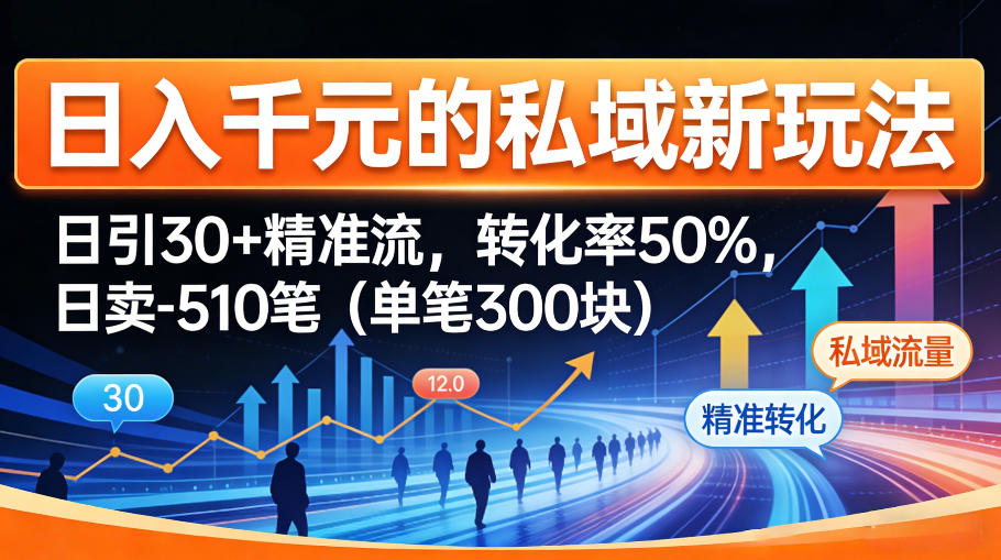 日入千米的私域新玩法:日引30+精准流,转化率50%,日卖5-10笔(单笔300米)-聊项目