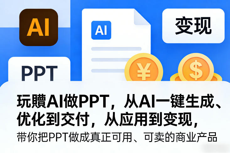 玩賺AI做PPT,从AI一键生成、优化到交付,从应用到变现,带你把PPT做成真正可用、可卖的商业产品(更新0401)-聊项目