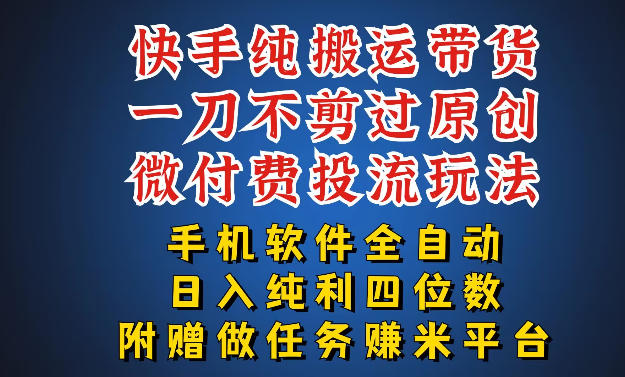 最新黑科技快手搬运带货方法,手机就能操作,轻松带你日入四位数【揭秘】-聊项目