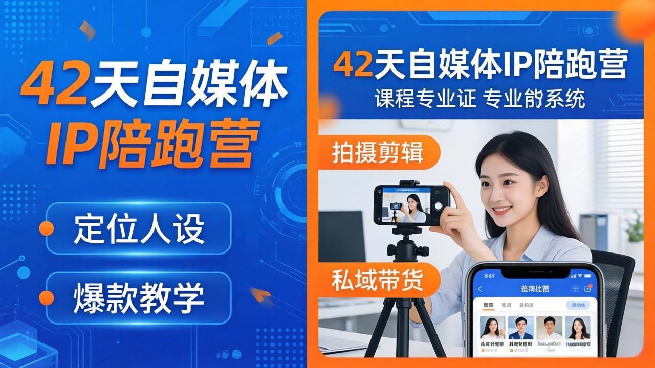 42天自媒体IP陪跑营-26年4月19更新：定位人设爆款全教学，拍摄剪辑私域带货一站式落地-聊项目