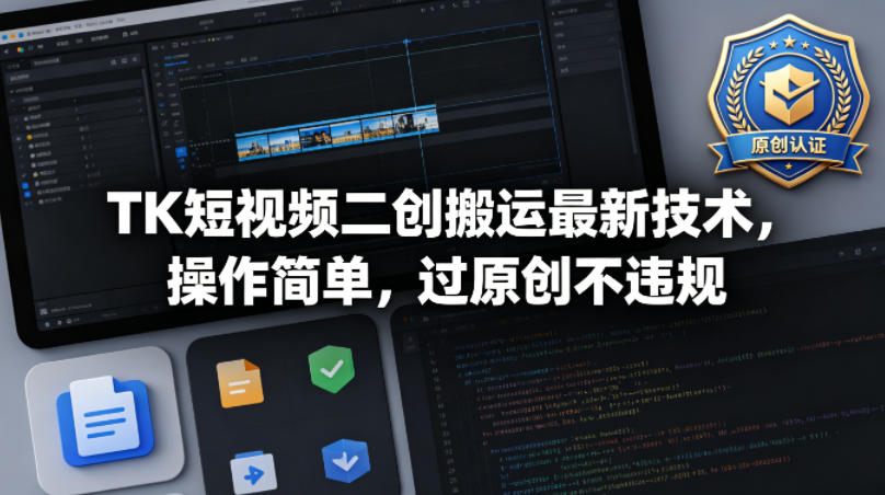 TK短视频二创搬运最新技术，操作简单，过原创不违规-聊项目
