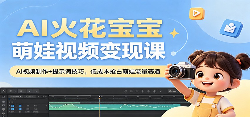 AI火花宝宝萌娃视频变现课：AI视频制作+提示词技巧，低成本抢占萌娃流量赛道-聊项目