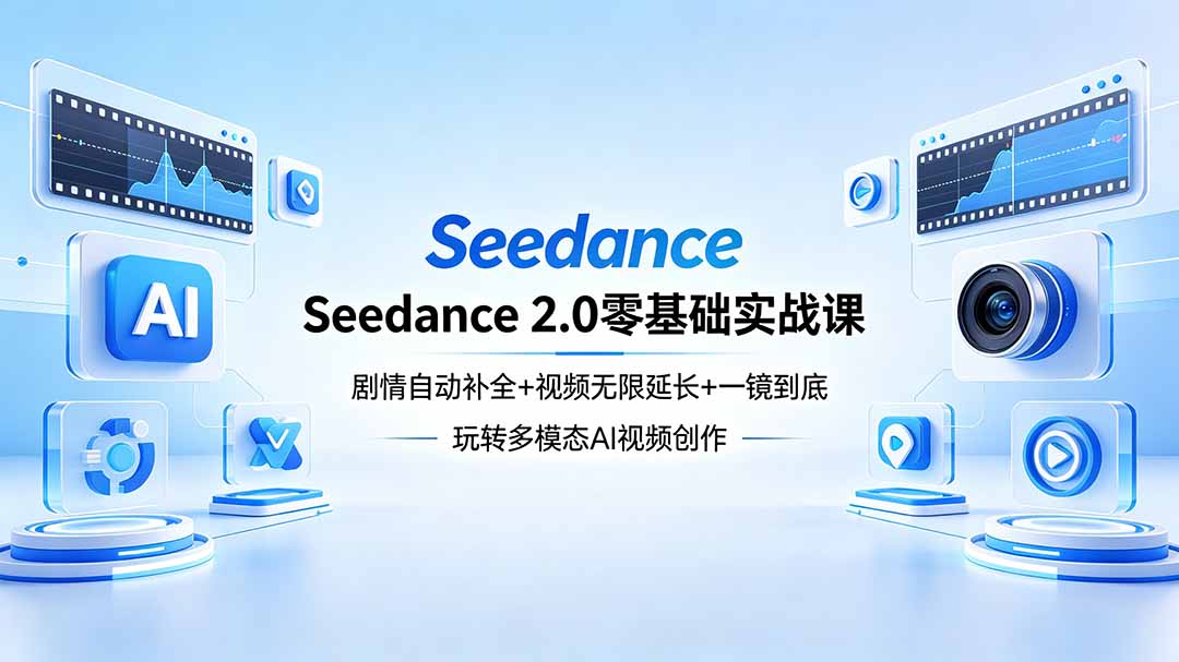 Seedance 2.0零基础实战课：剧情自动补全+视频无限延长+一镜到底：玩转多模态AI视频创作-聊项目